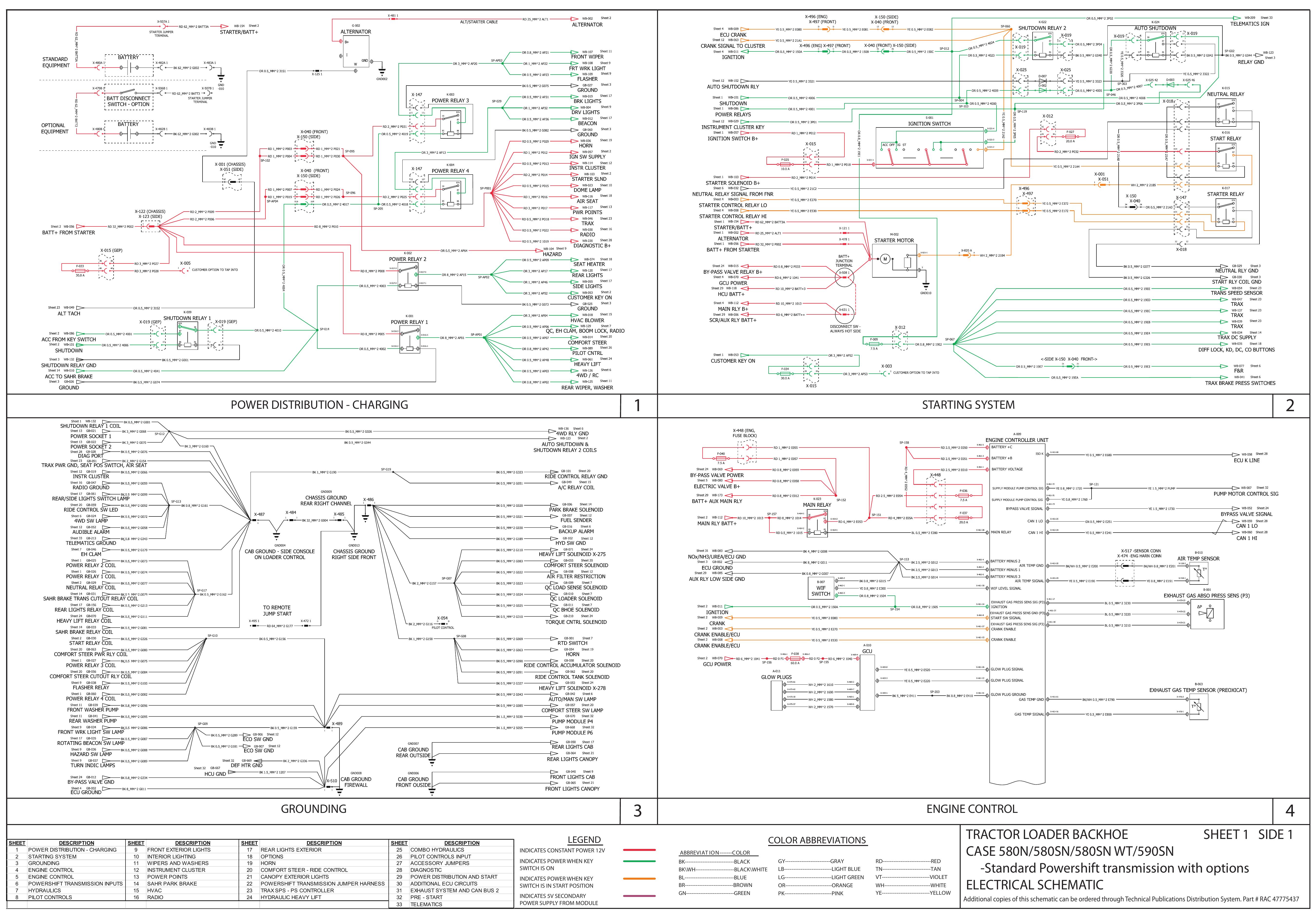 580N580SN580SN WT590SN TRACTOR LOADER BACKHOE ELECTRICAL SCHEMATIC